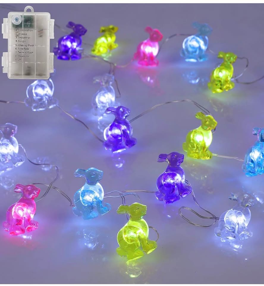 50 LED 16FT Easter Bunny String Lights with Timer