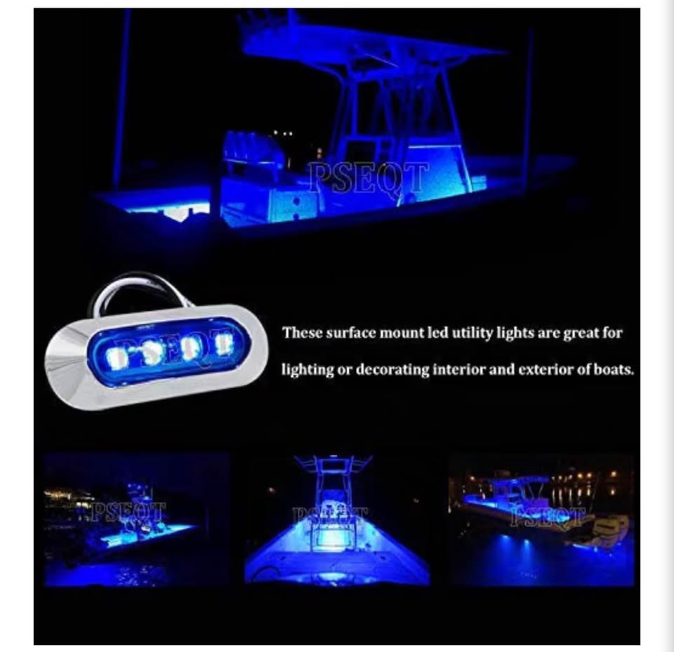 PSEQOT 6-Pack Blue LED Boat Lights