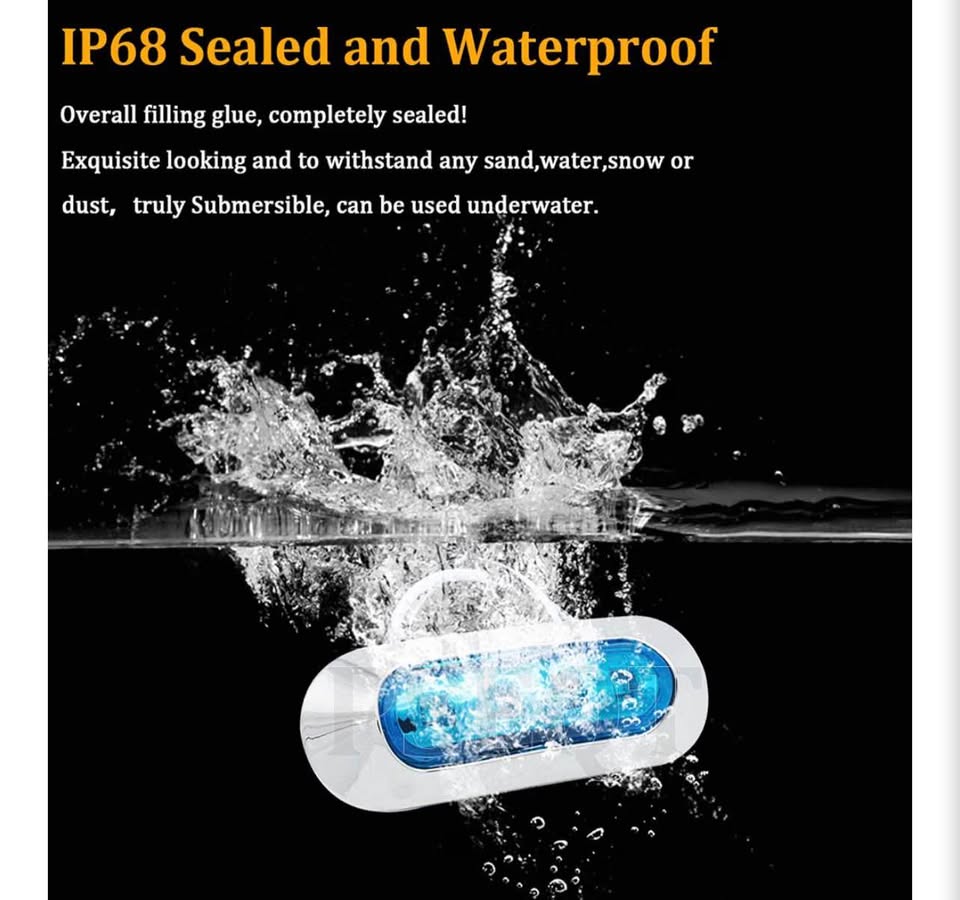 PSEQOT 6-Pack Blue LED Boat Lights
