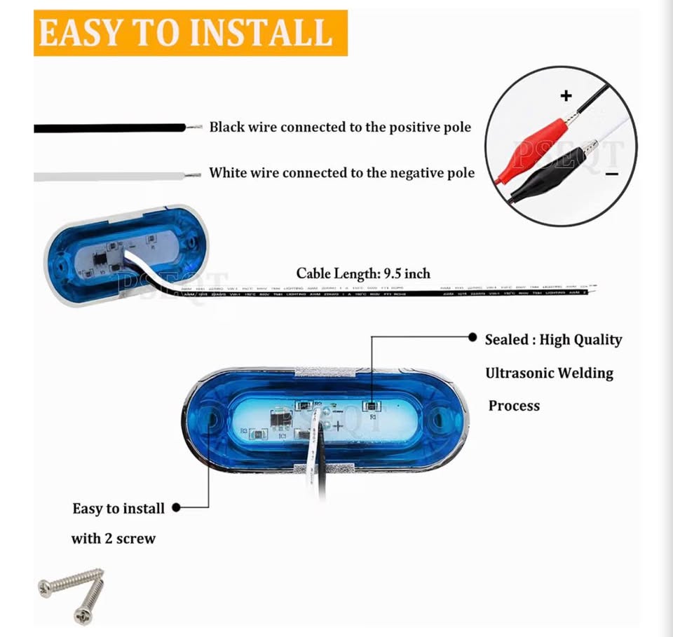 PSEQOT 6-Pack Blue LED Boat Lights