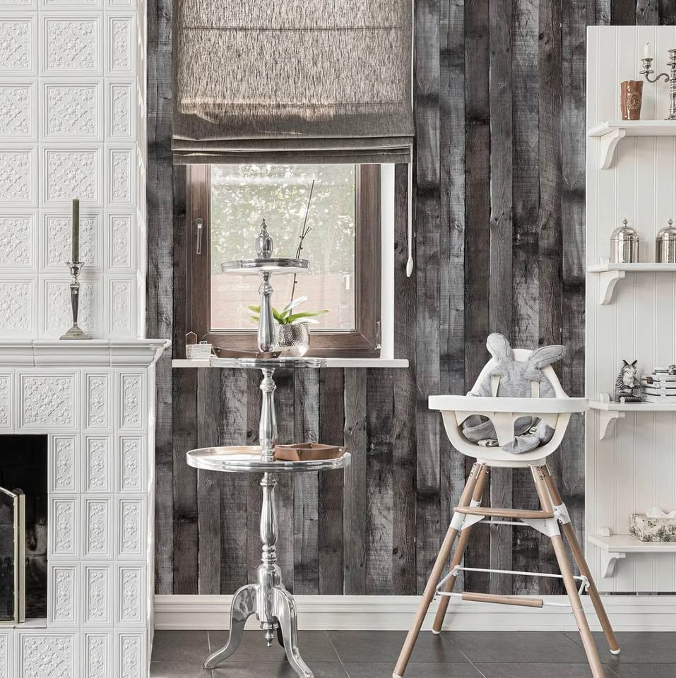 Rustic Grey Wood Plank Peel and Stick Wallpaper