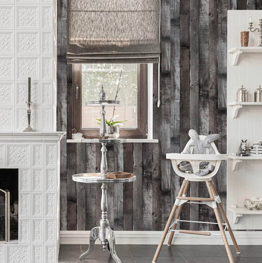Rustic Grey Wood Plank Peel and Stick Wallpaper