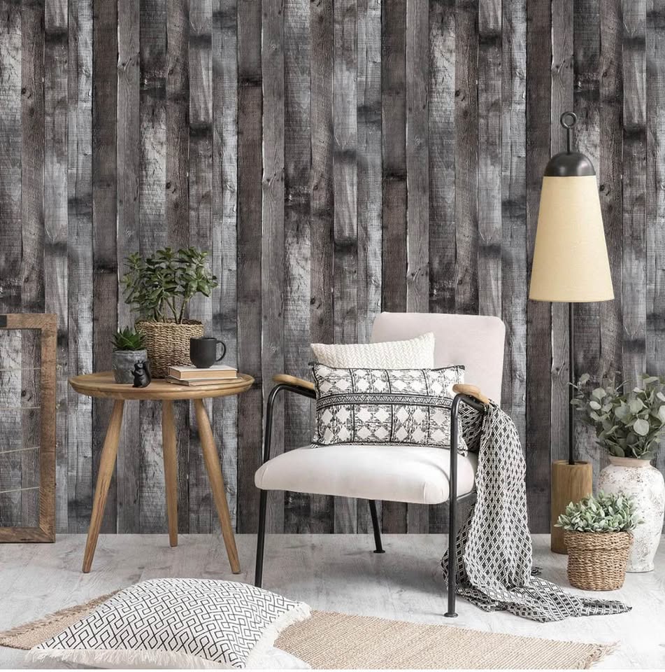Rustic Grey Wood Plank Peel and Stick Wallpaper