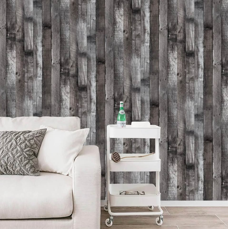 Rustic Grey Wood Plank Peel and Stick Wallpaper