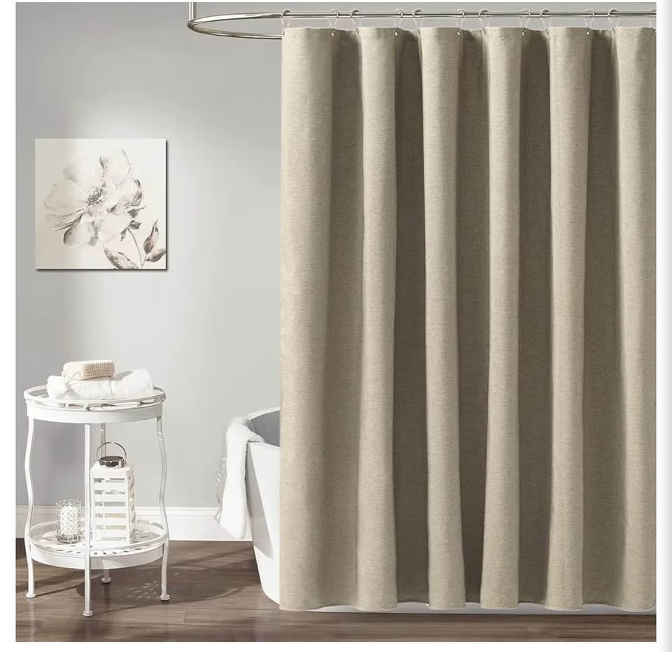 Awellife BrownLinen Style Shower Curtain Set