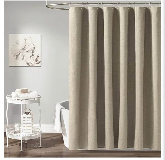 Awellife BrownLinen Style Shower Curtain Set