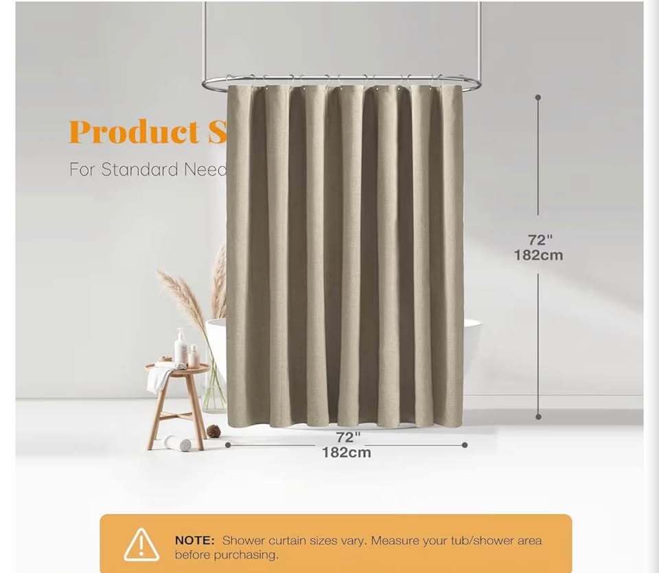 Awellife BrownLinen Style Shower Curtain Set