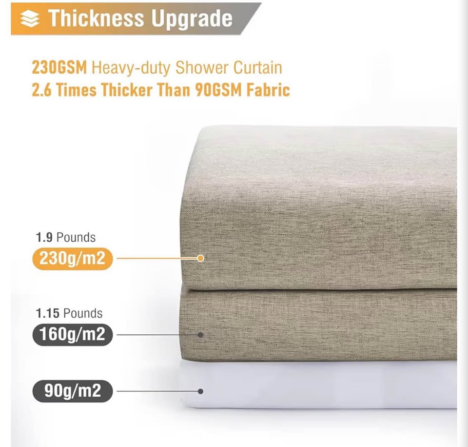 Awellife BrownLinen Style Shower Curtain Set