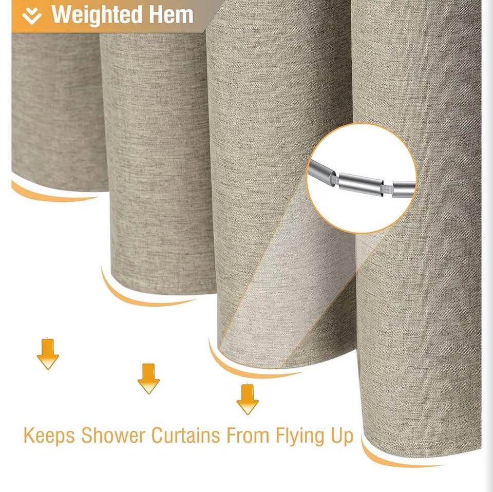 Awellife BrownLinen Style Shower Curtain Set