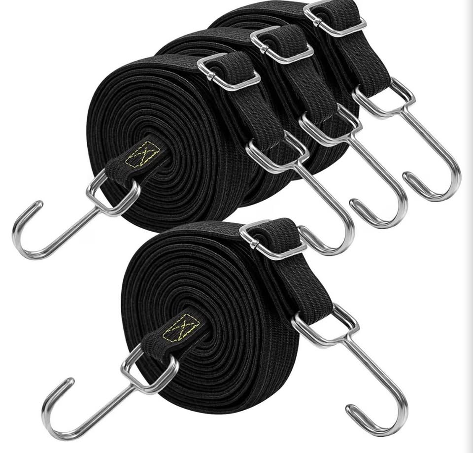 4-Pack Adjustable Bungee Cords with Hooks