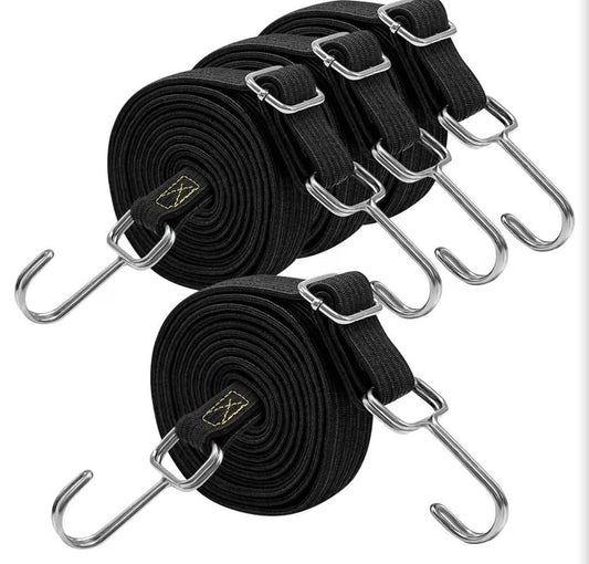 4-Pack Adjustable Bungee Cords with Hooks