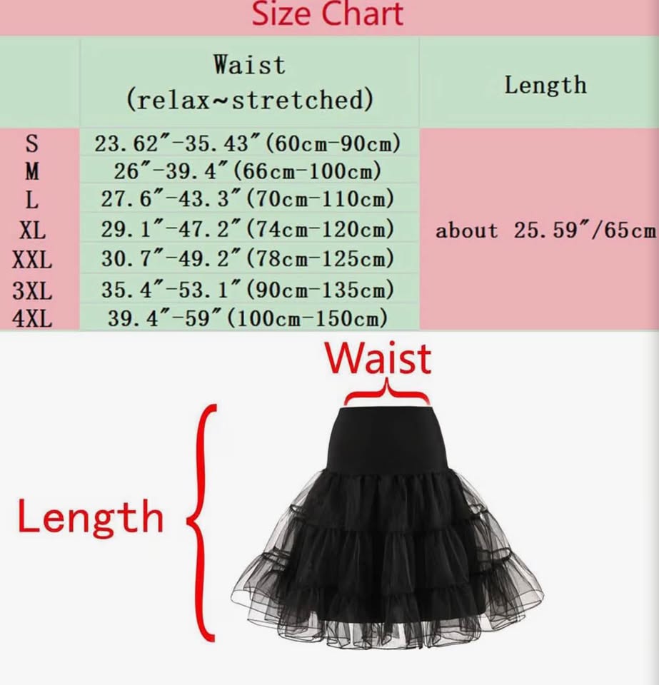 Women's 50S Vintage Tulle Petticoat Half Slip Tutu Underskirt 26”，black，XL