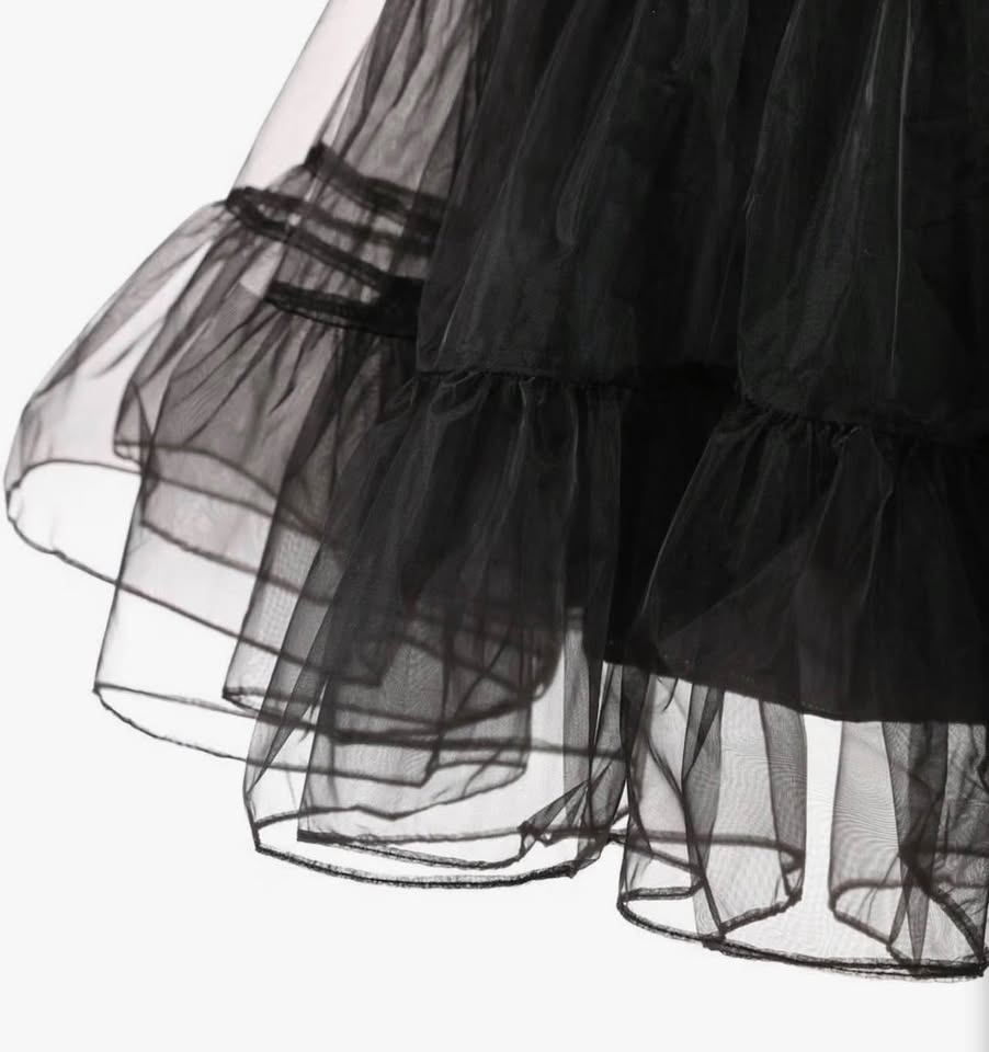 Women's 50S Vintage Tulle Petticoat Half Slip Tutu Underskirt 26”，black，XL