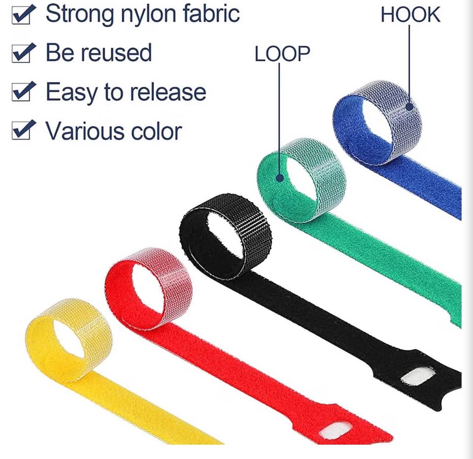 Reusable Hook and Loop Cable Ties - Multi-Color Pack