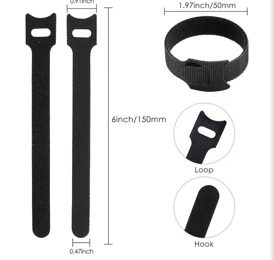 Reusable Hook and Loop Cable Ties - Multi-Color Pack