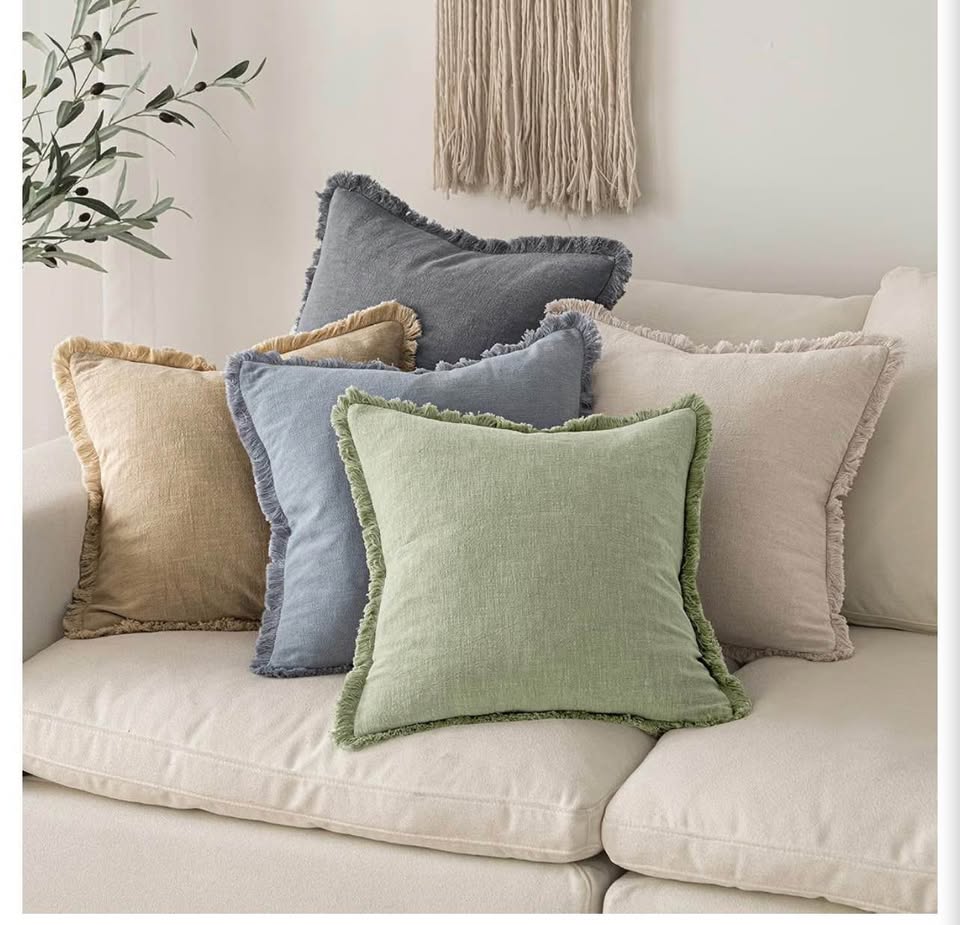 MIULEE Set of 2 Linen Throw Pillow Covers Sage Green 20x20 Inch