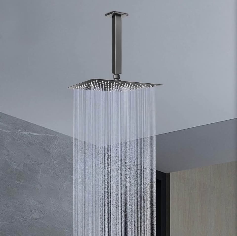 8-Inch Matte Black Ceiling Mount Shower Arm