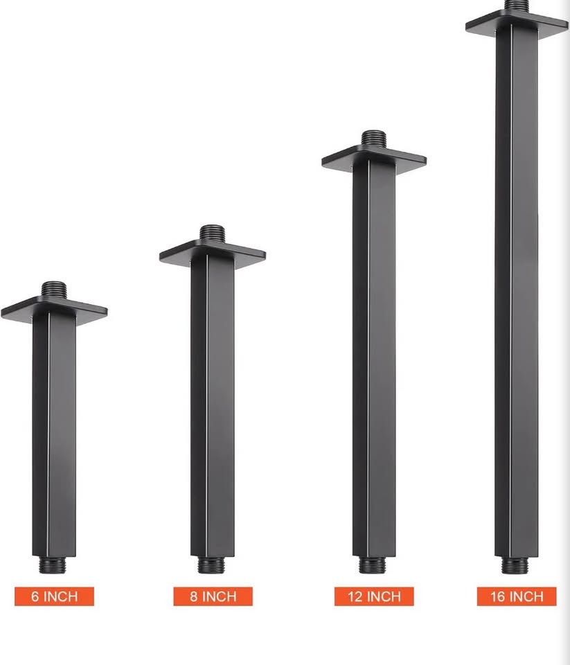 8-Inch Matte Black Ceiling Mount Shower Arm