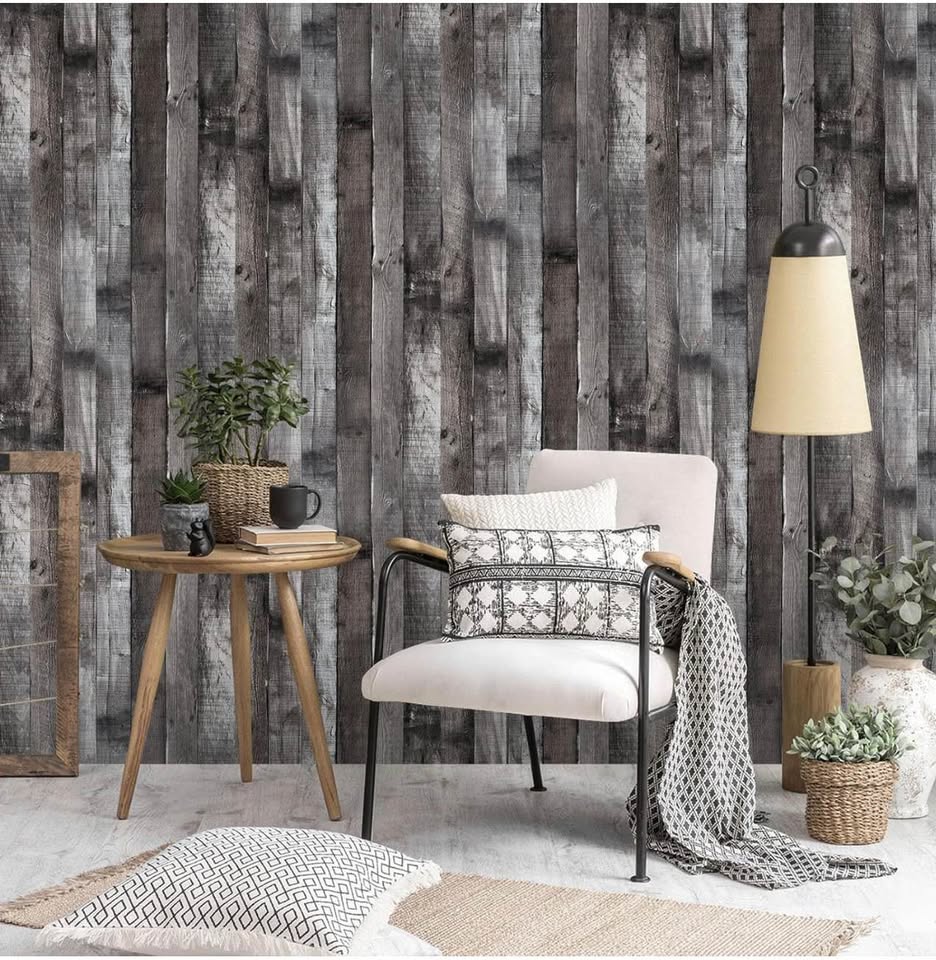 Rustic Grey Wood Peel and Stick Wallpaper17.3x200inch