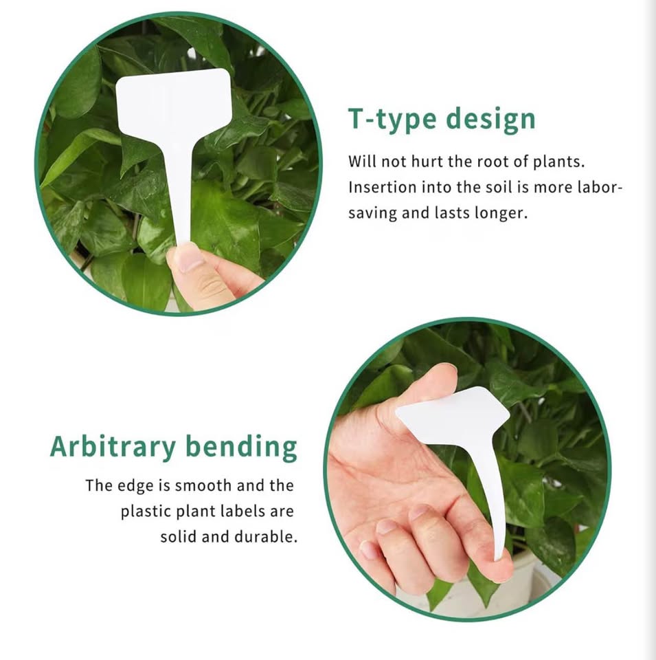 100pcs White Plastic T-Type Plant Labels