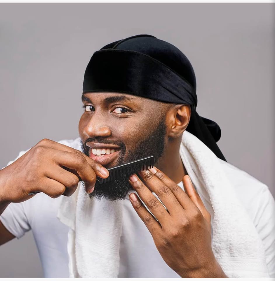 4 Pieces Men Velvet Durag with Long Tail Silky Durag Headwraps for 360 Waves
