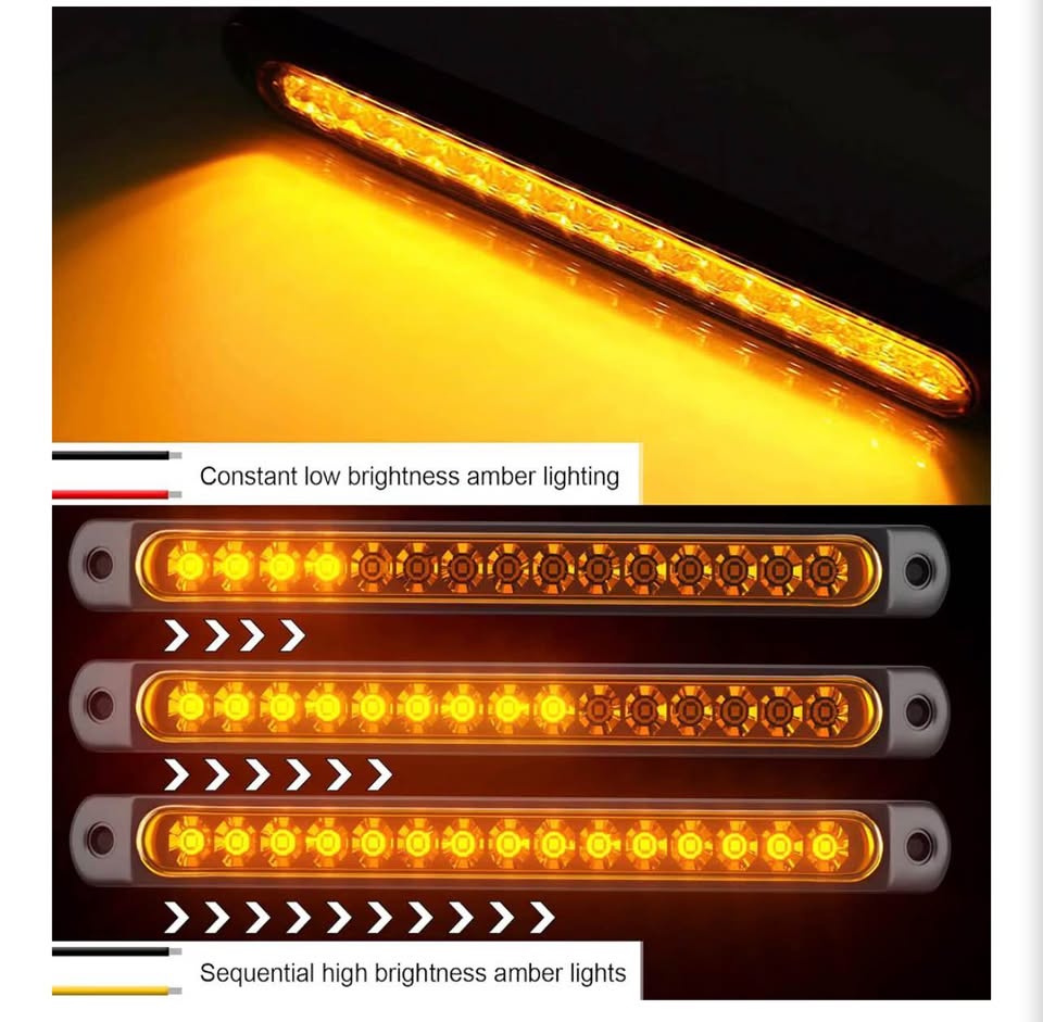 Sequential LED Amber Turn Signal Light Bars，2pack