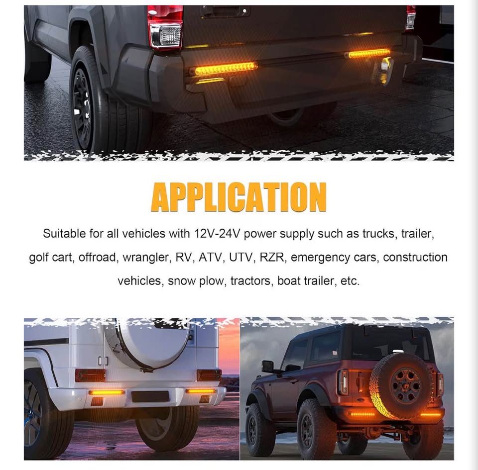 Sequential LED Amber Turn Signal Light Bars，2pack
