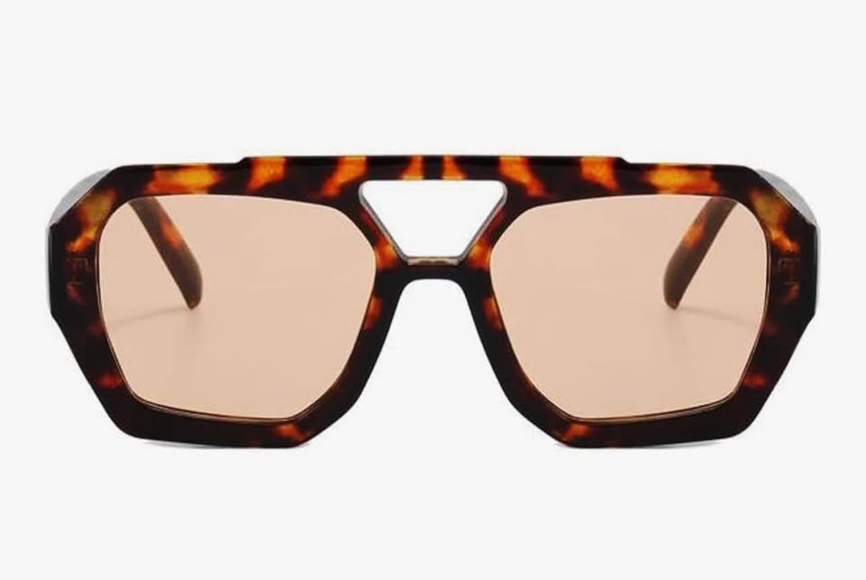 Trendy Aviator Sunglasses for Women Men Hexagonal Square Thick Frame Double Brid