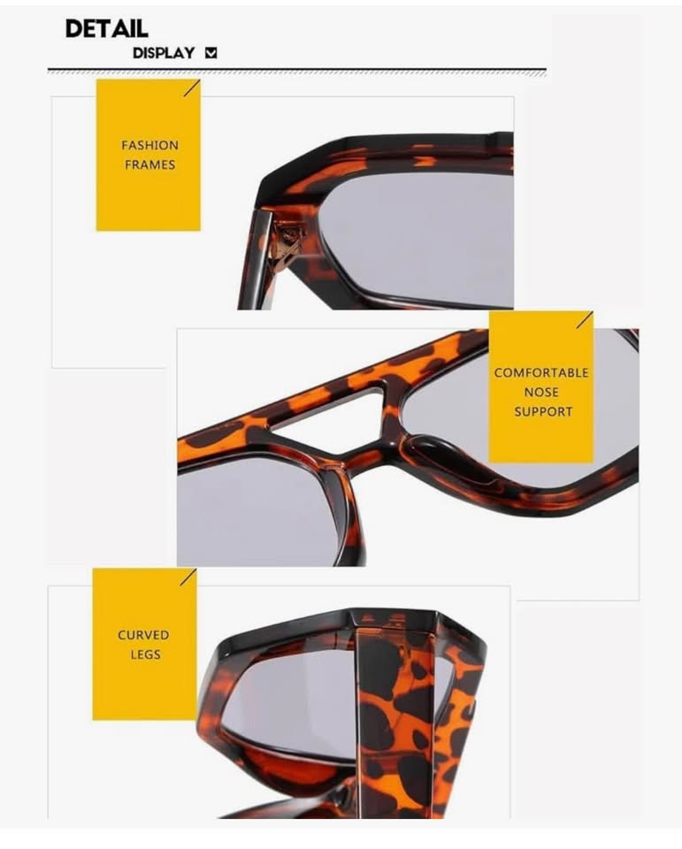 Trendy Aviator Sunglasses for Women Men Hexagonal Square Thick Frame Double Brid