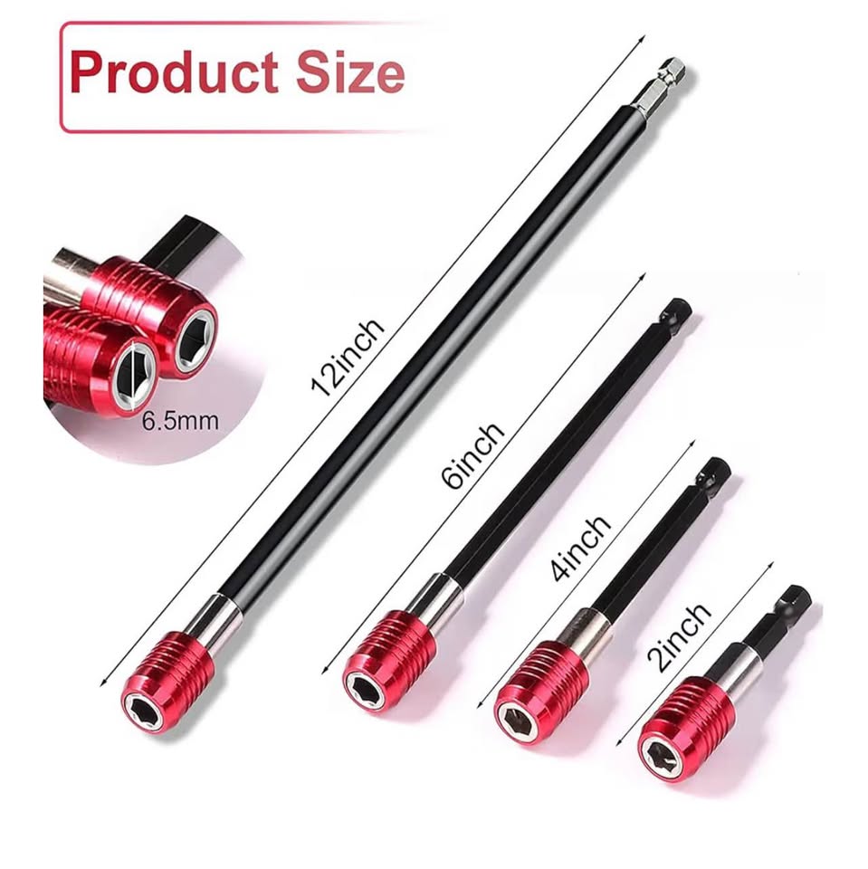 Drill Bit Extension Set,4Pcs Magnetic Drill Screwdriver Bit Holder Bar Chuck Ada