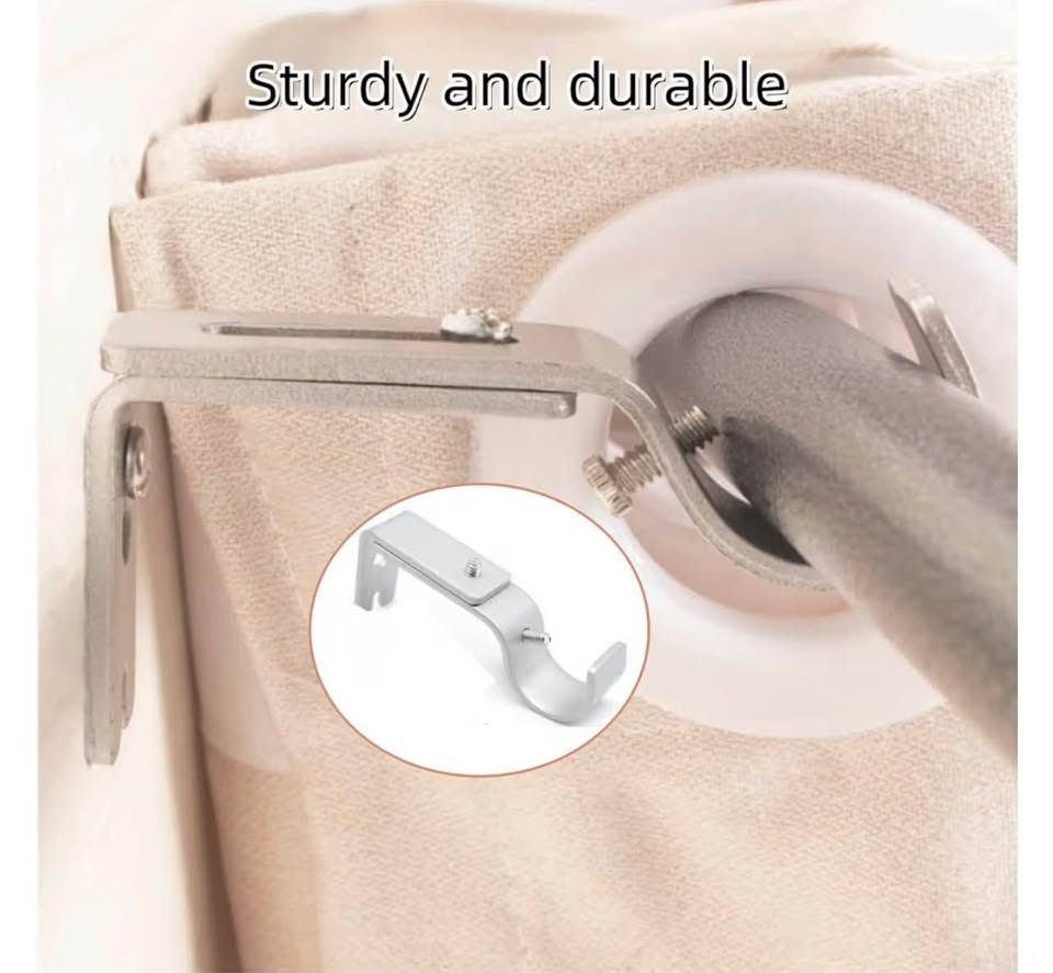 4 Pcs Adjustable Heavy Silver Iron Curtain Rod Support, Hardware Window Curtain 