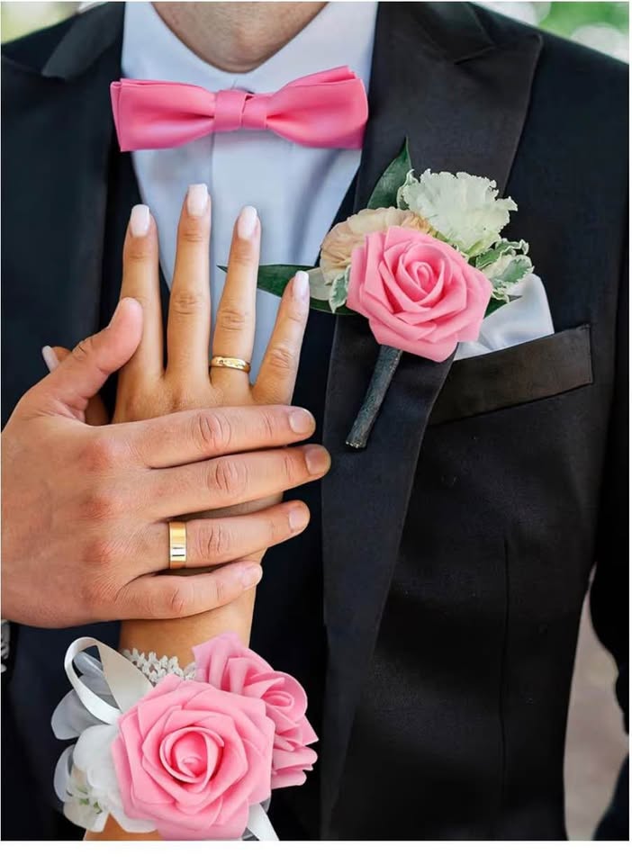 30PCS Pink Artificial Flower Roses Real Touch Fake Flowers with Stem Foam Roses 