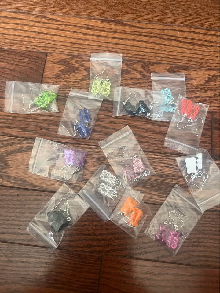 13Pairs Gummy Bear Earrings Set,Colorful Cartoon Resin Candy Dangle Earrings for