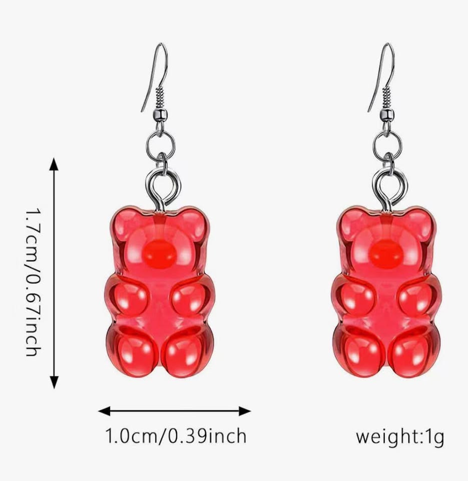 13Pairs Gummy Bear Earrings Set,Colorful Cartoon Resin Candy Dangle Earrings for