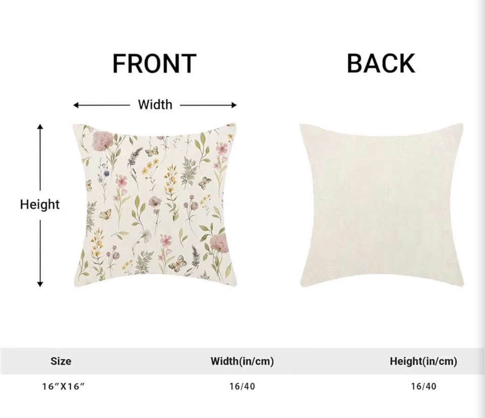 Set of 2 Floral Watercolor Pillow Covers 16"x16"