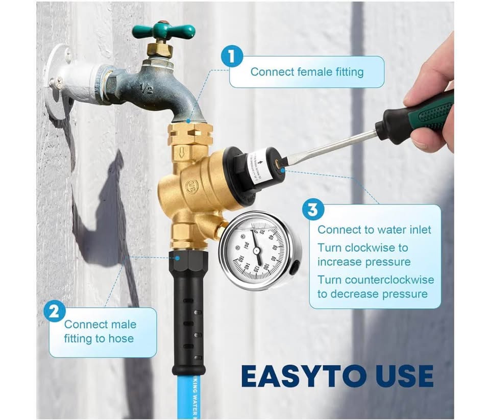 Water Pressure Regulator Valve, Lead-free Adjustable Water Pressure Reducer with