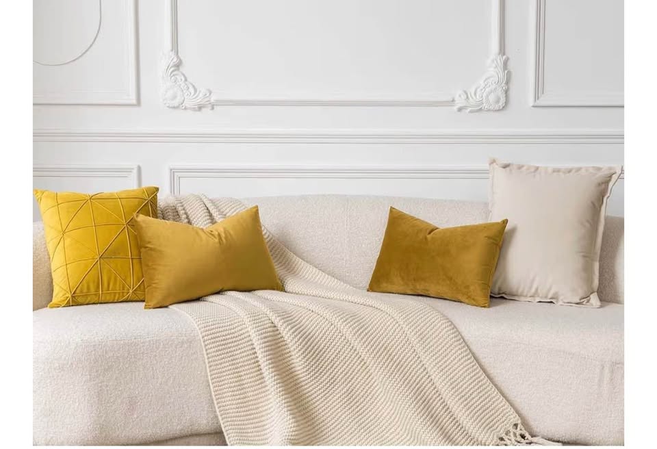 Mustard Yellow Decorative Lumbar Velvet Throw Pillow Covers 12x20,Pack of 2 Luxu