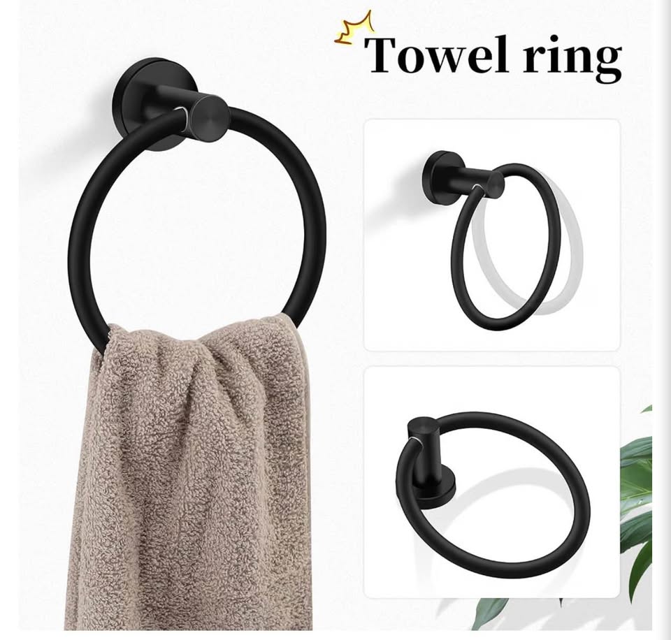 4-Piece Matte Black Stainless Steel Bathroom Hardware Set
