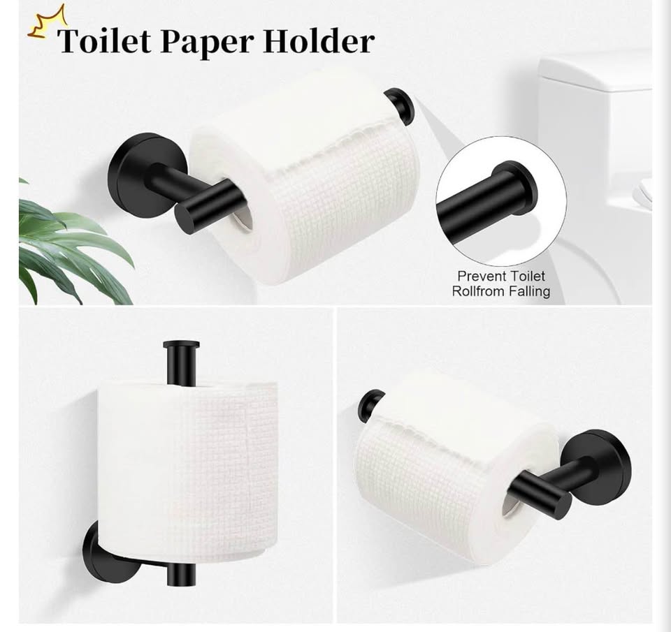 4-Piece Matte Black Stainless Steel Bathroom Hardware Set