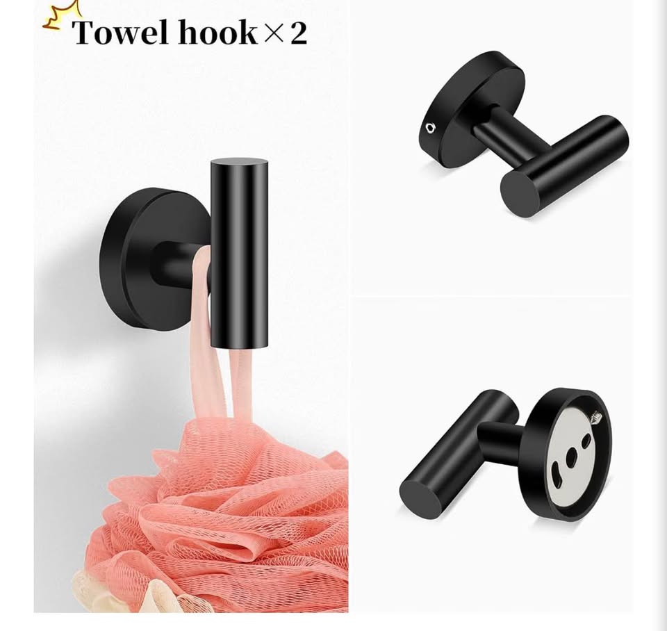 4-Piece Matte Black Stainless Steel Bathroom Hardware Set