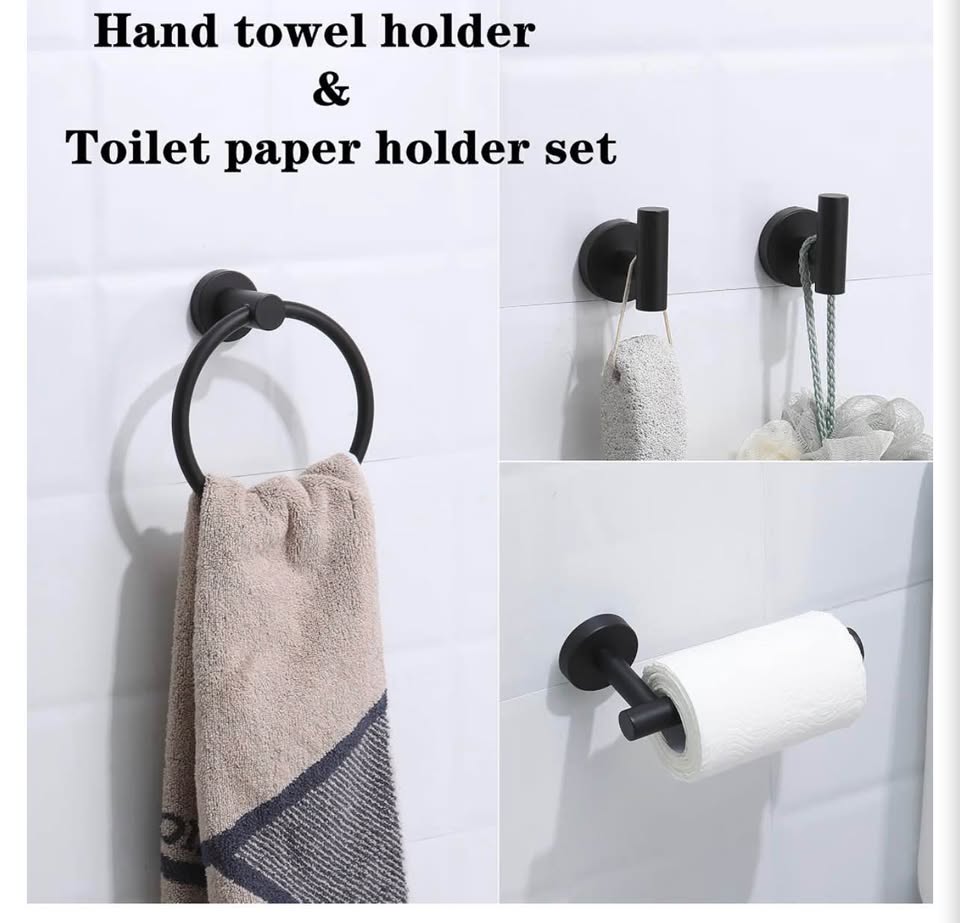 4-Piece Matte Black Stainless Steel Bathroom Hardware Set