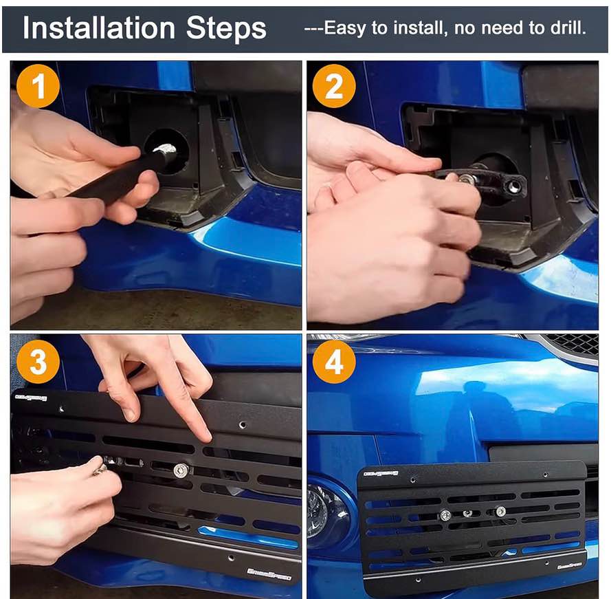 Front Bumper Tow Hook License Plate Mount for Subaru