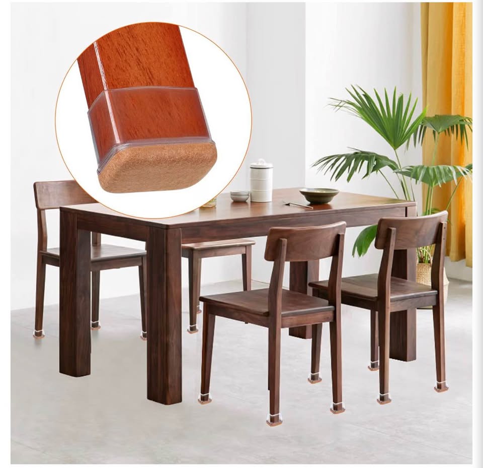 Silicone Chair Leg Protectors with Felt Pads for Rectangular Legs