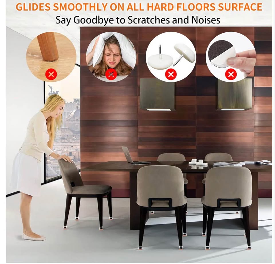Silicone Chair Leg Protectors with Felt Pads for Rectangular Legs