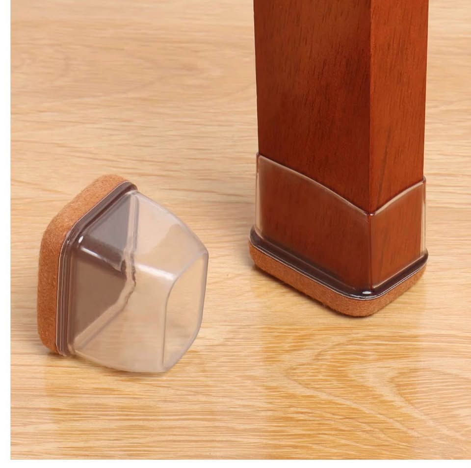 Silicone Chair Leg Protectors with Felt Pads for Rectangular Legs