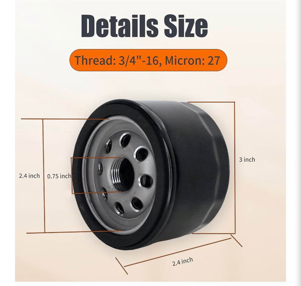 3/4"-16 Thread Lawn Mower Oil Filter