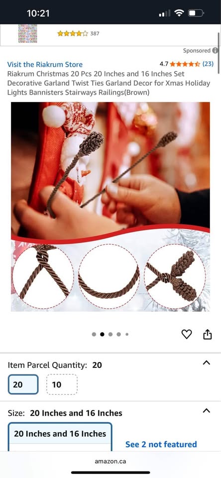 Christmas 20 Pcs 20 Inches and 16 Inches Set Decorative Garland Twist Ties