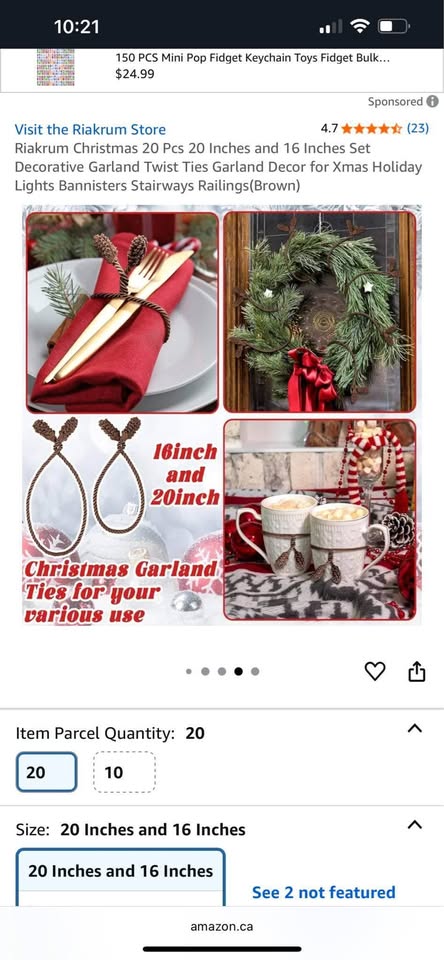 Christmas 20 Pcs 20 Inches and 16 Inches Set Decorative Garland Twist Ties