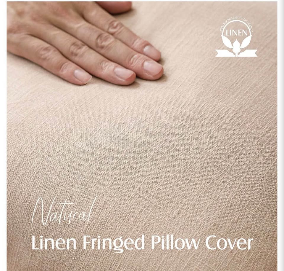 Natural Linen Fringed Pillow Cover18x18inch