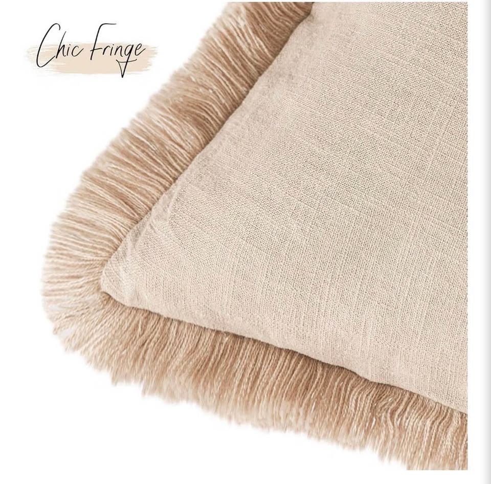 Natural Linen Fringed Pillow Cover18x18inch